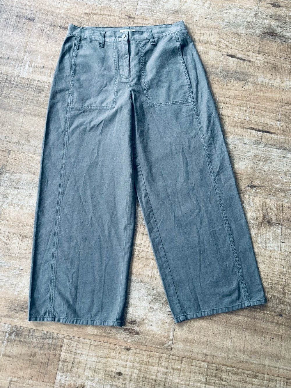 NWT Eileen Fisher Cotton Hemp stretch cropped pant size small grey